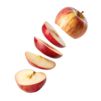A Red Apple Sliced and Falling in Mid Air, Suspended in Time, Showing Freshness and Juiciness png