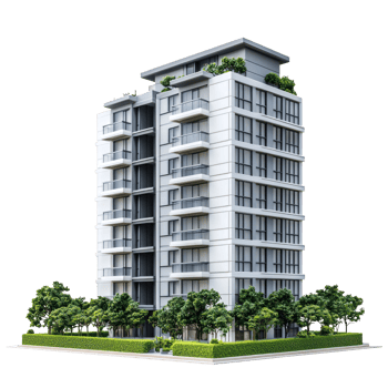 3d rendering of a modern apartment building png