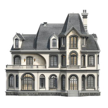 a house with a balcony and a balcony on transparent background png