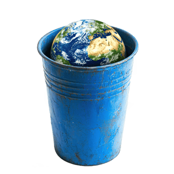 earth in a blue bucket isolate on transparent background png
