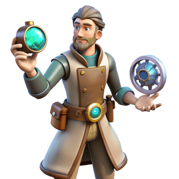 magnificent vintage 3D Render Cartoon Inventor exclusive png