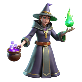 extraordinary creative Young Witch 3D Render professional png