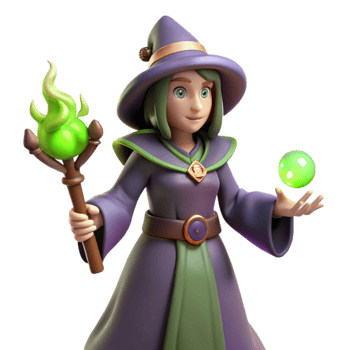 elegant traditional 3D Render Green Witch Fantasy high resolution png