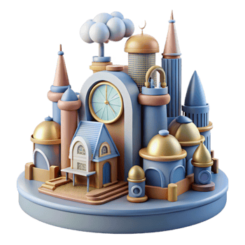 extraordinary abstract Whimsical 3D Cityscape Illustration high resolution png