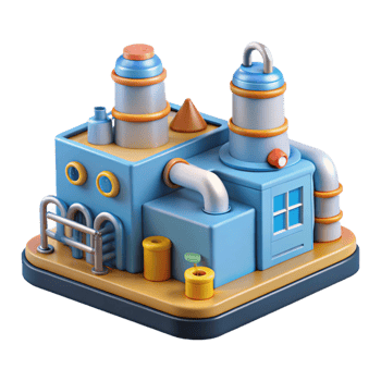 extraordinary traditional Cartoon Factory 3D Render premium png