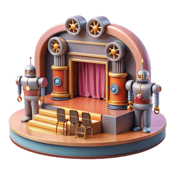 stunning vintage Retro Robot Stage 3D Illustration genuine png