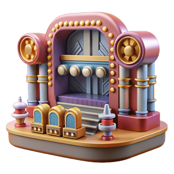 impressive modern Retro Stage 3D Render exclusive png