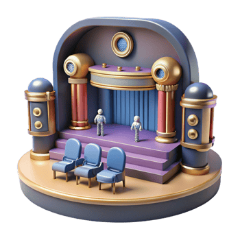 impressive vintage 3D Render Stage Illustration professional png
