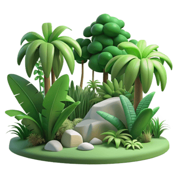 magnificent rustic Lush 3D Tropical Island Scene exclusive png