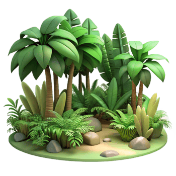 dramatic rustic Lush 3D Tropical Island Scene premium png