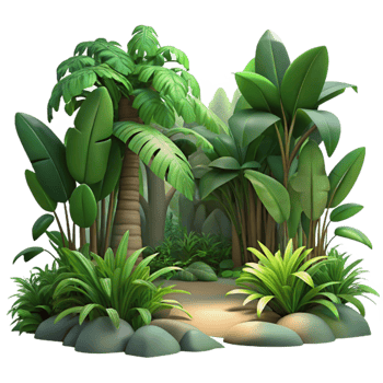 dramatic minimalist Lush 3D Tropical Jungle Illustration detailed png