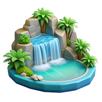 beautiful abstract Tranquil Waterfall 3D Illustration authentic png