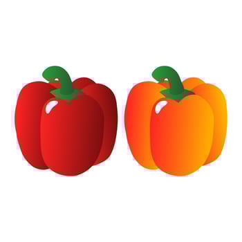 Hot Red Yellow Bell Pepper. Whole Bell Pepper Element. Raw Bell Pepper Icon. vector