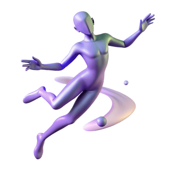 vibrant traditional 3D Render Abstract Figure in Motion premium png