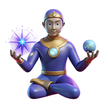 beautiful vintage 3D Render Mystic Character Meditating original png