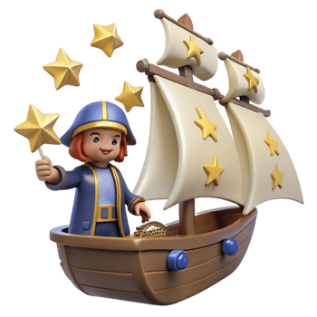 beautiful creative 3D Render Child Sailor on Starry Ship premium png