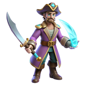 impressive abstract 3D Cartoon Pirate Captain Illustration high resolution png