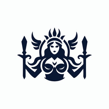 a woman holding two swords in her hands vector