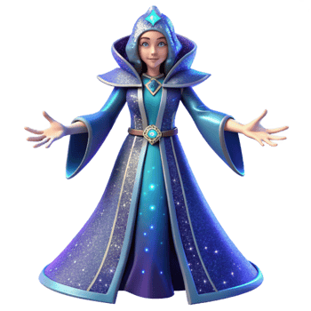 wonderful abstract 3D Sparkling Wizardess Illustration original png