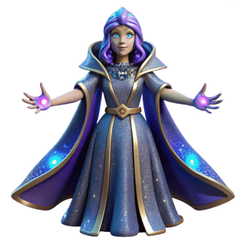 stunning modern 3D Render Magical Girl in Gown premium png
