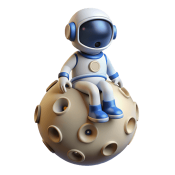 vibrant rustic 3D Cartoon Astronaut on Moon genuine png