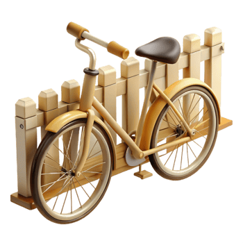 impressive creative Charming 3D Render of a Bicycle by a Fence original png