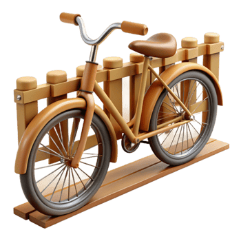 dramatic vintage 3D Illustration of a Vintage Bicycle by a Wooden Fence genuine png