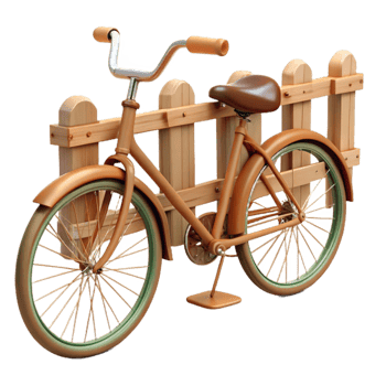 vibrant traditional Wooden Bicycle 3D Render Illustration high resolution png