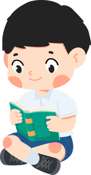 cute student boy in school uniform reading a book cartoon png