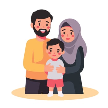 Muslim family with child illustration vector