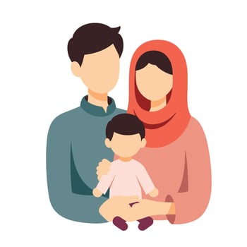 Illustration of a couple holding their baby vector