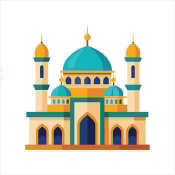 islamic mosque illustration on white background vector