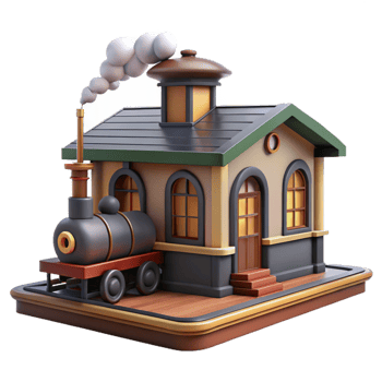 wonderful modern 3D Render Train Station Illustration premium png