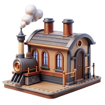 wonderful classic Charming 3D Train Station Illustration genuine png