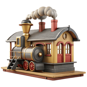 extraordinary abstract Charming 3D Render of a Vintage Train Station authentic png
