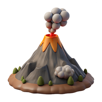 beautiful abstract Cartoon Volcano 3D Render exclusive png