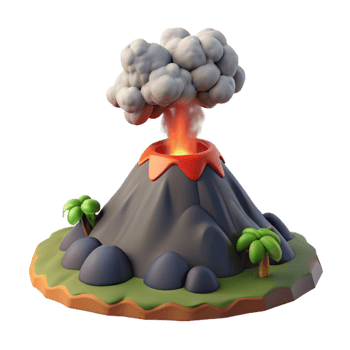 elegant traditional Cartoon Volcano 3D Render exclusive png