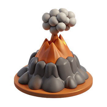 beautiful vintage Cartoon Volcano 3D Model 4K png