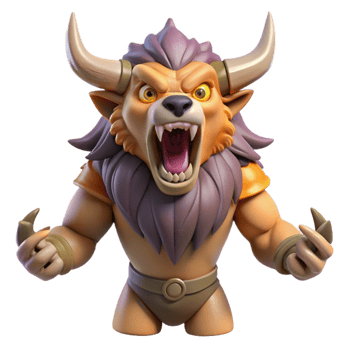 beautiful minimalist 3D Render Minotaur Illustration authentic png