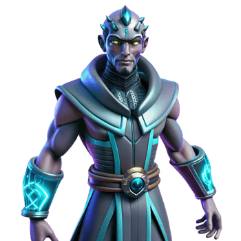 dramatic rustic Futuristic Sorcerer 3D Render premium png