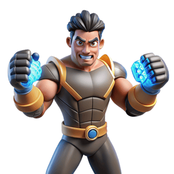 vibrant creative Powerful 3D Render of a Superhero high resolution png