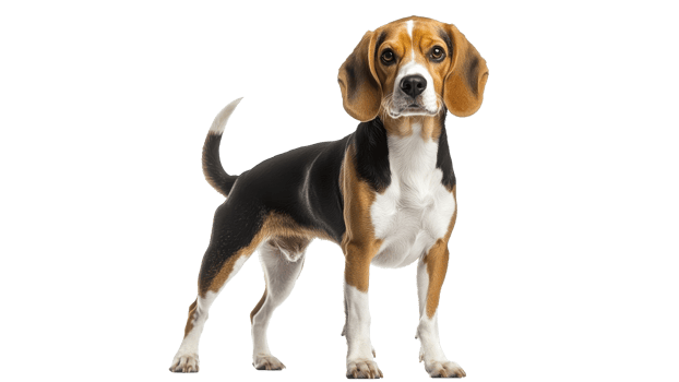 Beagle standing confidently on a white background png