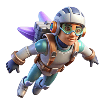 serene contemporary Flying Boy 3D Render 4K png