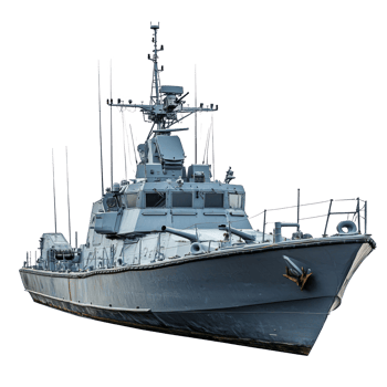 Frigate military vehicle isolate on transparent background png