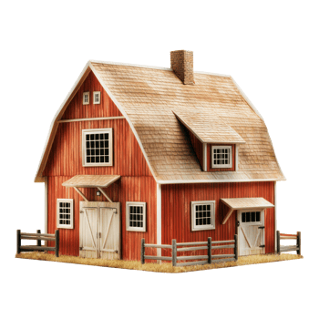 a red barn on transparent background png
