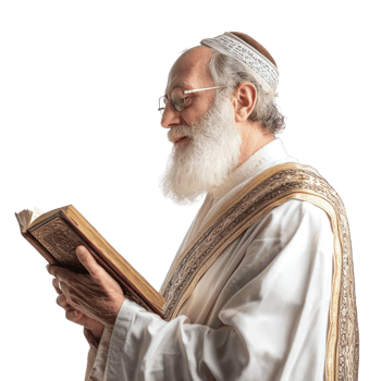 Senior man celebration Passover jewish holiday, standing side view isolate on transparent background png