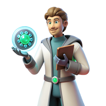 vibrant modern 3D Cartoon Scientist Holding a Glowing Orb authentic png