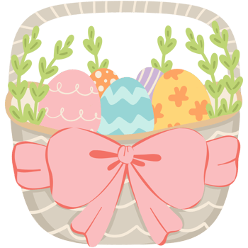 Easter eggs basket flat design png