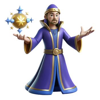 dramatic contemporary 3D Wizard Illustration, Magical Orb original png