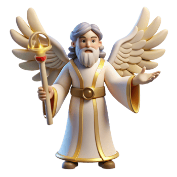 elegant traditional Angelic 3D Render, Celestial Being, Wings, Staff, Religious Figure high resolution png